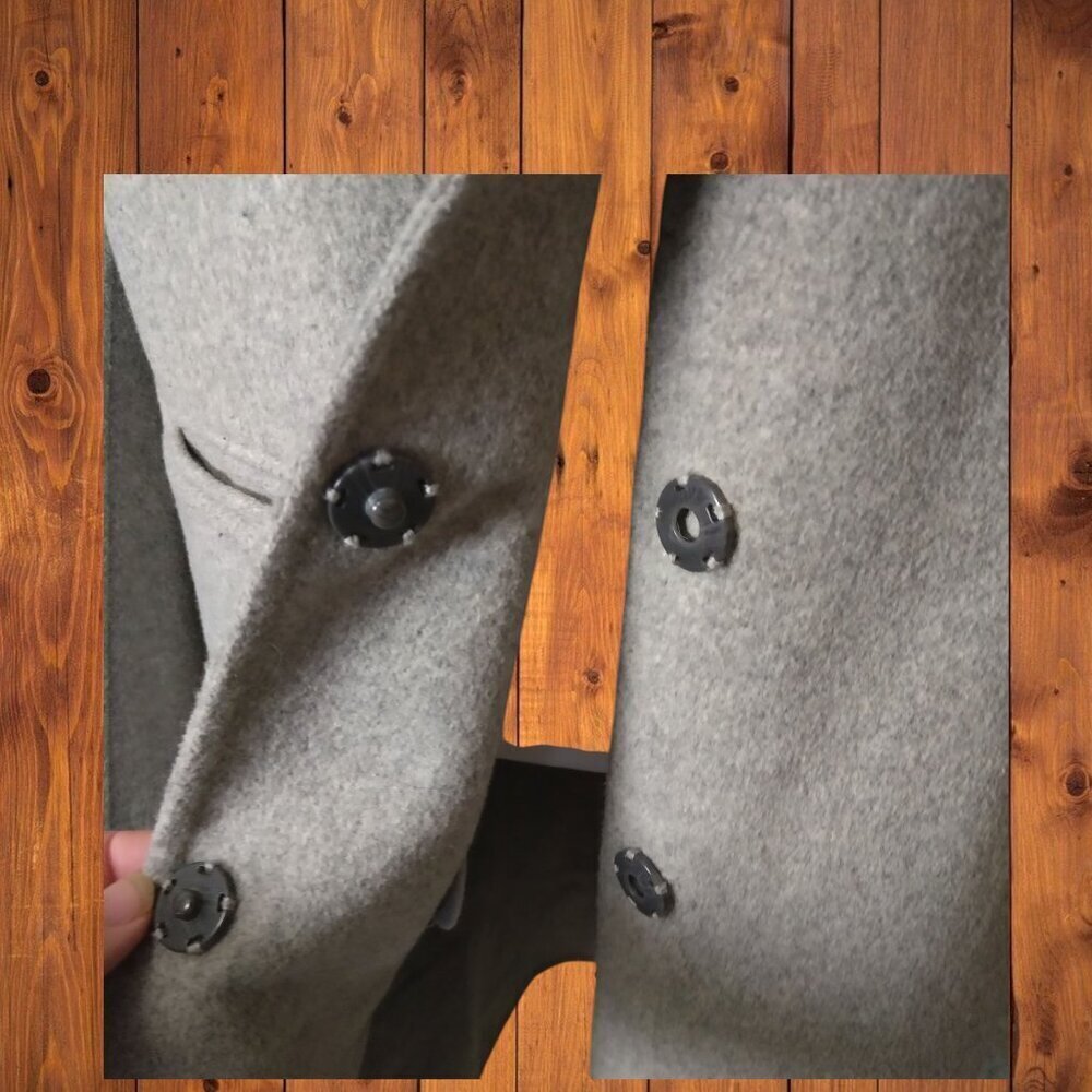 Topshop Women's Size 8 Gray 3 Button Front Wool Blend Neutral Coat READ - Picture 3 of 6